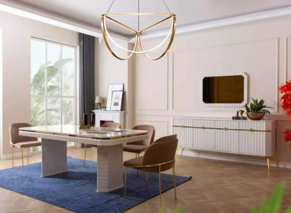 Dining room Set Table 6x Chairs Sideboard Mirror 9pcs Group Suite